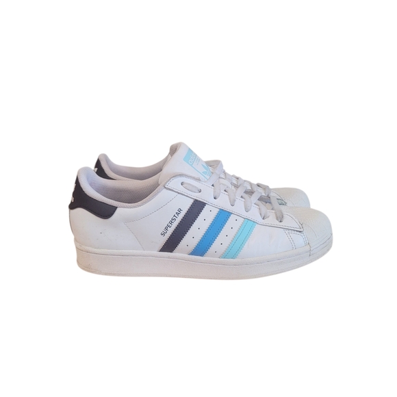 Adidas Originals Superstar White Blue Ombre Grandient Stripes Sneakers Men's 10